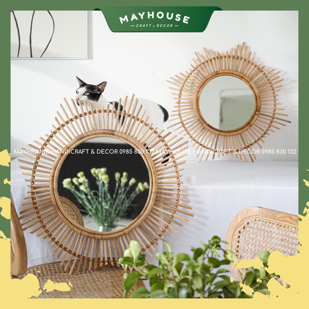 Gương mây tre đan MAYHOUSE CRAFT&DECOR trang trí decor treo tường