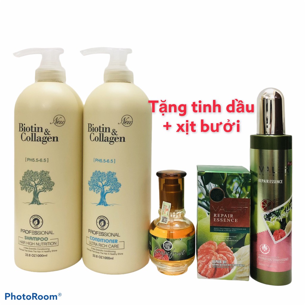 BIOTIN COLLAGEN -  Cặp Dầu Gội Dầu xả Chống Rụng Kích Thích Mọc Tóc Siêu Mềm Mượt Biotin & Collagen 1000ml | BigBuy360 - bigbuy360.vn