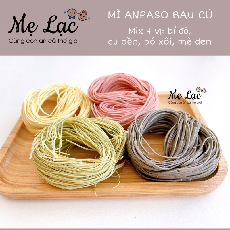 Set 4 vị mì rau củ ăn dặm hữu cơ Anpaso cho bé từ 7 tháng tuổi, thơm ngon dinh dưỡng