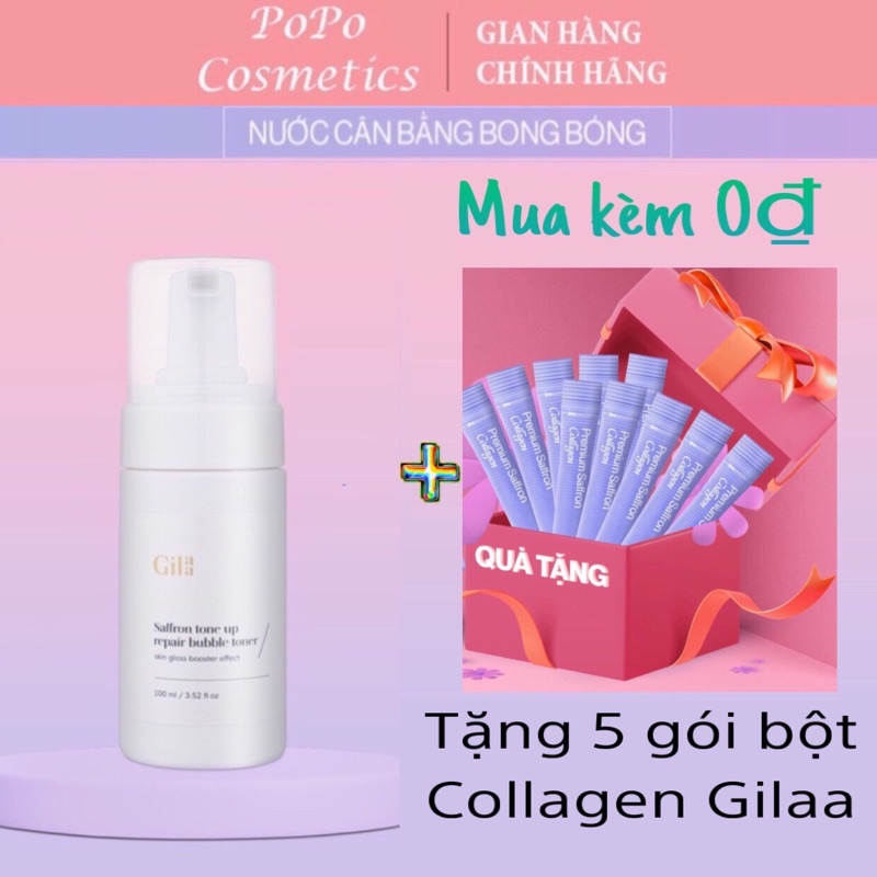 Nước cân bằng bong bóng GILAA SAFFRON TONE UP REPAIR BUBBLE TONER - 100ml