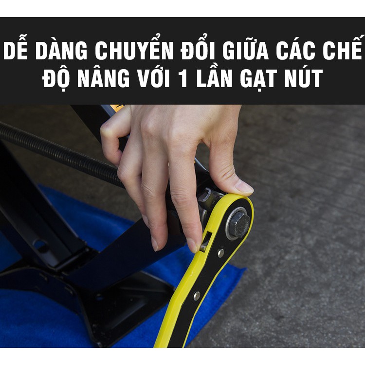 Kích nâng gầm xe ô tô - Kích lốp ô tô chữ A đầu bám xoay 360 độ - Tay siết lực cờ lê tròng tự động, tải trọng 1.5 Tấn