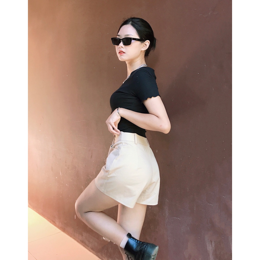 Quần đũi cạp cao chất kaki nude, co giãn - ảnh thật mẫu Shop chụp | BigBuy360 - bigbuy360.vn