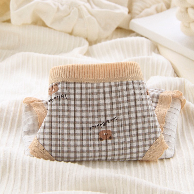 Quần Lót Nữ Cotton Cao cấp tông kem họa tiết gấu MÃ C013