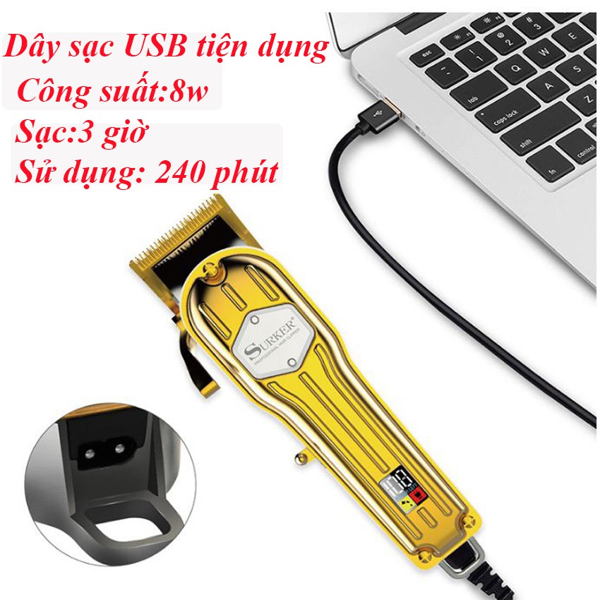 [Tặng Lược Tony Cao Cấp]Tông đơ cắt tóc surker k7S Pin Lithium Công suất 2500mAh cho thời gian sử dụng 240 phút