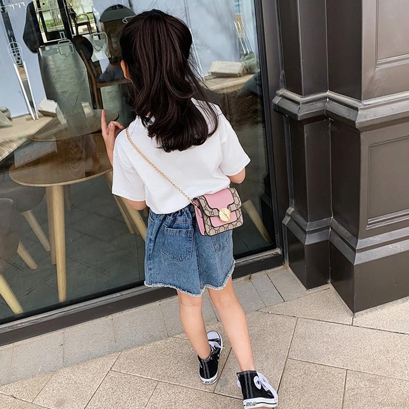 Túi đeo chéo bằng da PU họa tiết hoa cổ điển dành cho bé gái