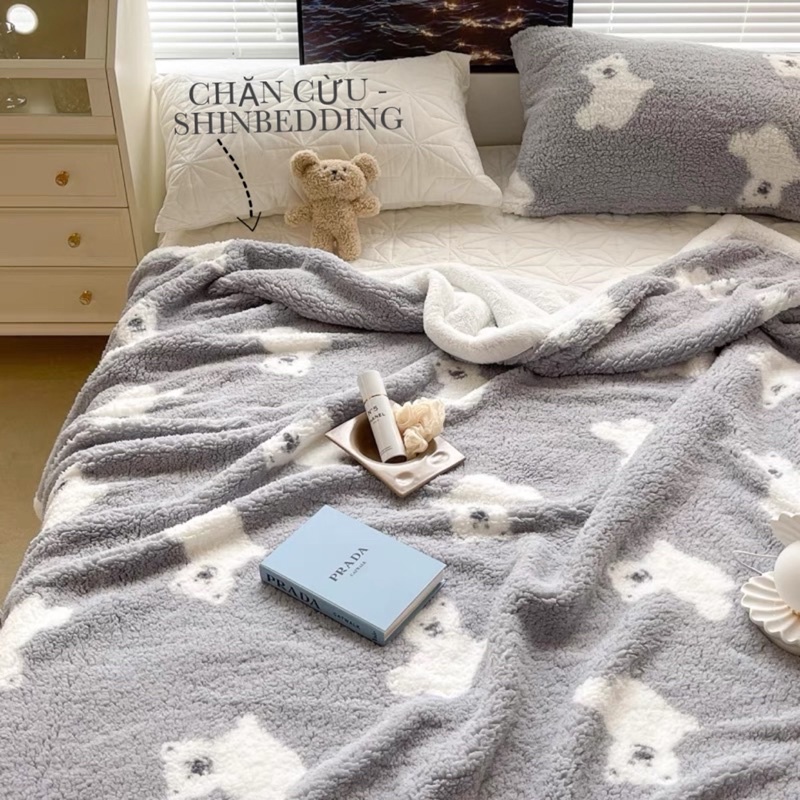 Chăn Cừu Hoạ Tiết Xinh Xắn, Mềm Êm Ấm Áp Cho Mùa Đông Lạnh_Shinbedding