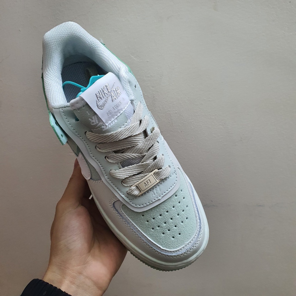 Giày Af1 Air Force 1 Shadow Xanh Aura Green Fullbox Cao Cấp, Giày thể thao af1 shadow xanh green tăng chiều cao 5cm