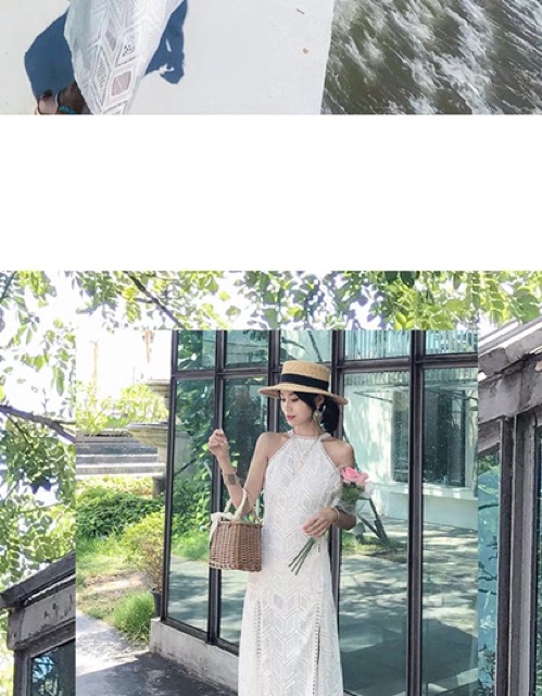 Đầm Boho Trắng Ren Xinh Xẻo