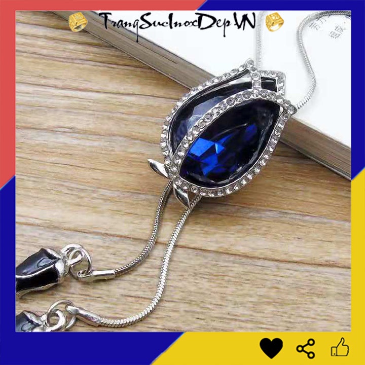 Dây chuyền nữ phong cách Hàn Quốc rớt hoa tulip xanh dương kiểu dài siêu đẹp hợp thời trang, mang phong cách, dễ phối đồ