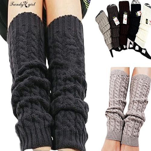 Tất len ống chân mềm mại giữ ấm mang cùng giày bốt