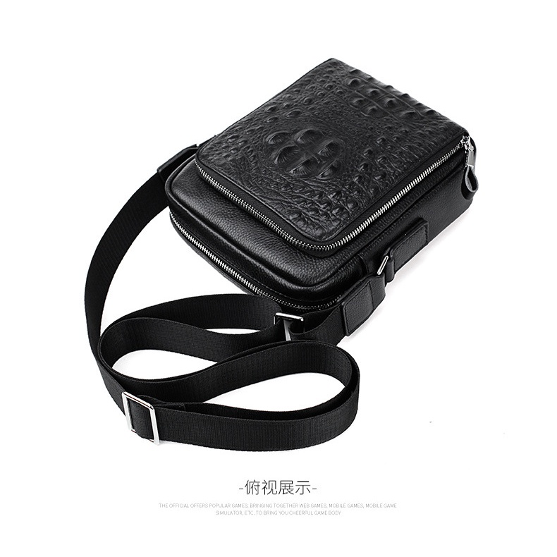 Túi đeo chéo nam da bò thật dập vân cá sấu cao cấp khoá kim loại cao cấp