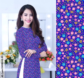 Áo dài hoa nhí may sẵn