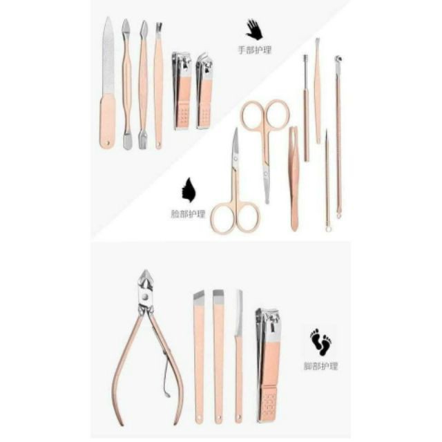 Bộ bấm móng chăm sóc móng kèm lặn mụn, lấy ráy tai 18 món inox