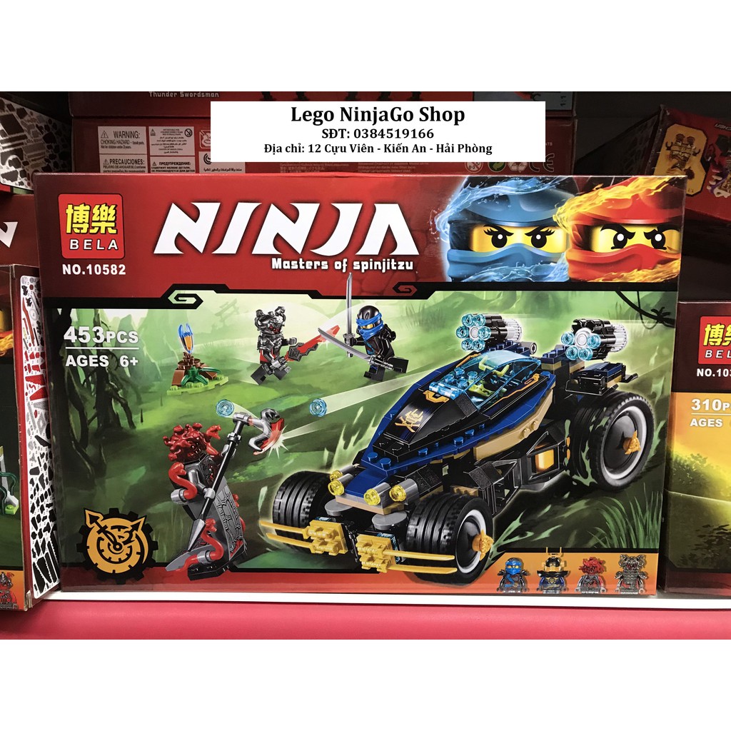 Bộ lắp ráp xếp hình NOT Lego Ninjago Movie 70625 Bela No.10582 453+ PCS: Siêu Xe Bọc Thép Samurai X