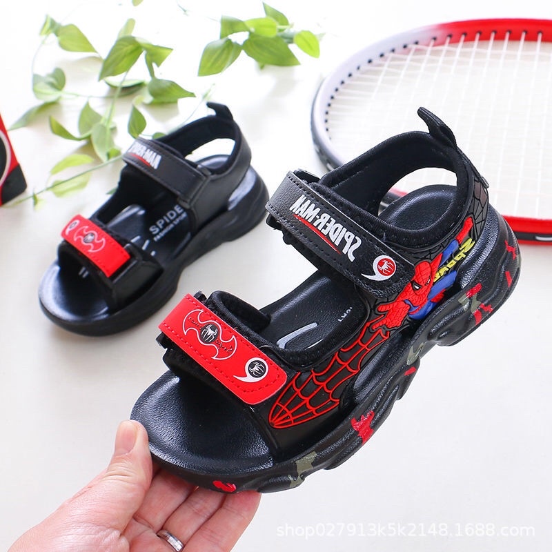 Dép sandal quai hậu bé trai size nhỡ cao cấp Sandal bé trai thiết kế quai dán dễ dàng mang tháo hình người nhện