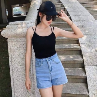 Áo bra 2 dây dáng croptop dây đan chéo lưng
