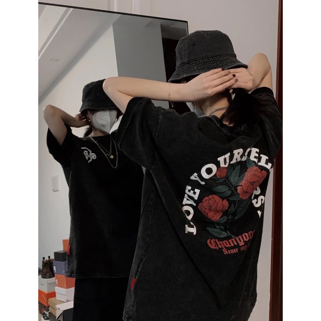 Áo thun ngắn tay cổ tròn thiết kế hợp thời trang retro