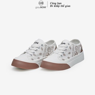 [Mã WABRMH99 giảm 12% đơn 99K]Giày bata nữ giayBOM chất liệu vải in họa tiết đế cao 3 cm B1170