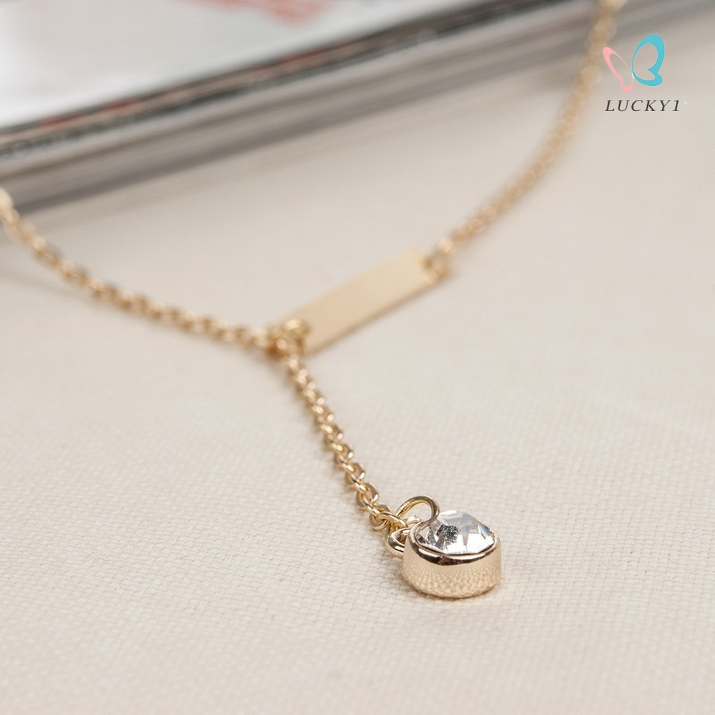 Gold necklace Fashion Style Women Lady Y Shaped Design Alloy Chain Pendant Necklace W_S (Color: Gold