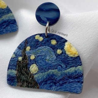 Khuyên tai đất sét nung Polymer Clay (Starry Night)