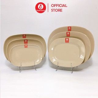 Đĩa Xoài Vuông SUPERWARE Nhựa Phíp 100% Melamine Nâu Đá - Stone