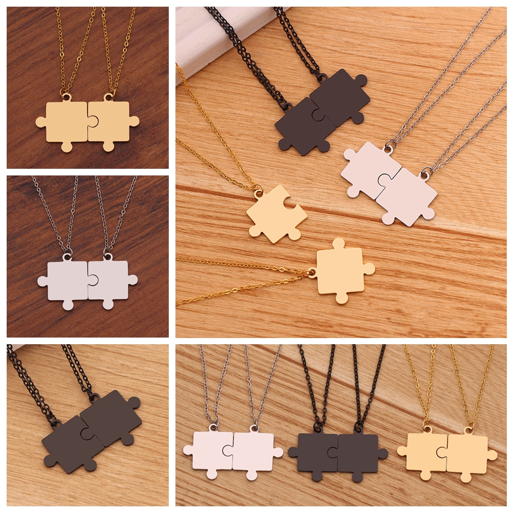 Set 2 Dây Chuyền Mảnh Ghép Hình Miếng Ghép Cho Cặp Đôi