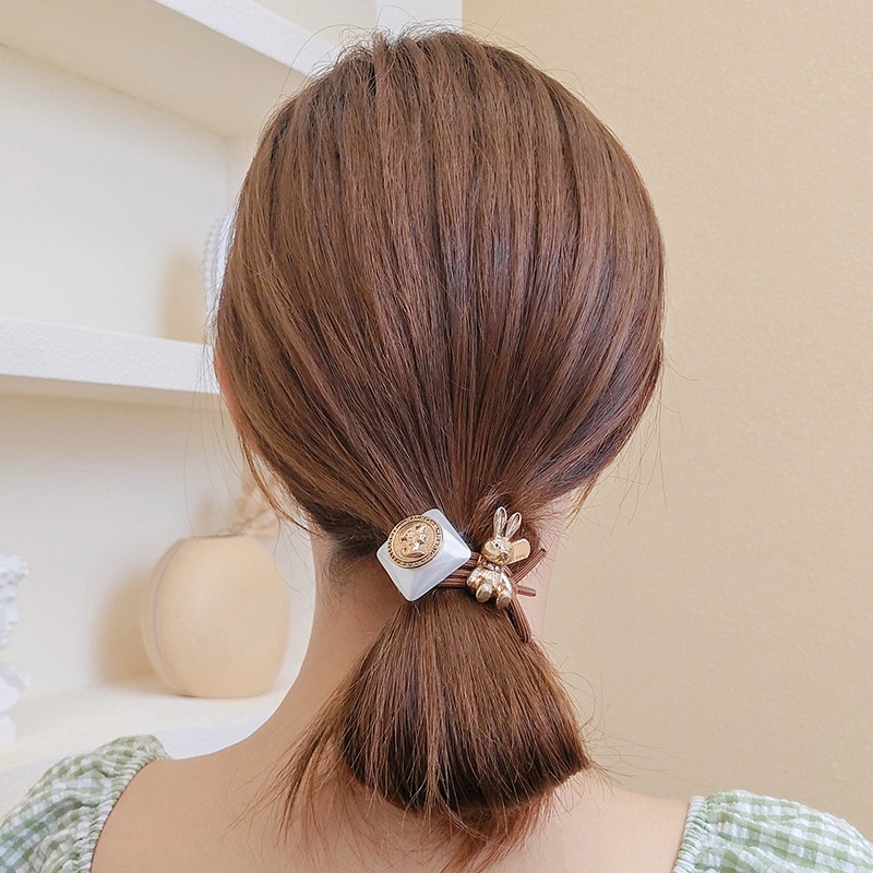 Dây Cột Tóc Mặt Vuông Hình Gấu/ Thỏ Phong Cách retro Âu Mỹ Thời Trang Cho Nữ YR