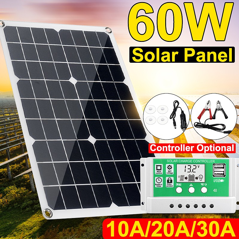 60W Semi-Flexible Solar Panel With 30A Solar Charger Controller Waterproof High Efficiency USB Monocrystalline Solar Power Kit for Home/Outdoor | BigBuy360 - bigbuy360.vn