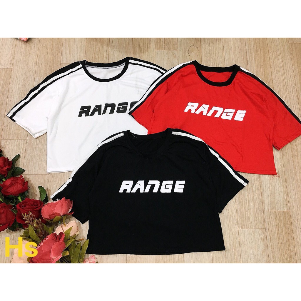 Áo Croptop áo thun bozip Viền Cổ Dễ Thương RANGE Hot Trend in 3d