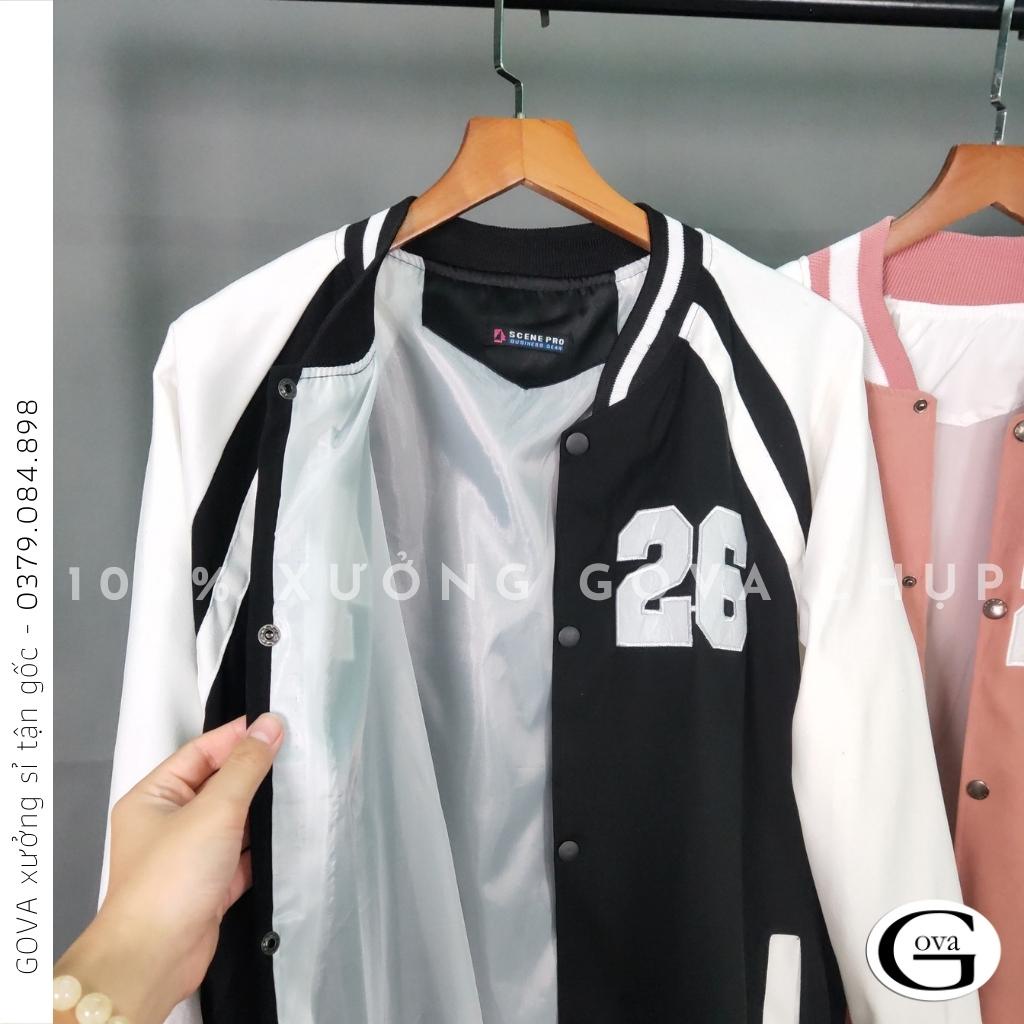 Áo Khoác Bomber F426 Chất Da Lộn Nam Nữ Ulzzang Unisex, Áo Khoác Kiểu Form Rộng Hình Thêu 2 Lớp Jacket GOVA