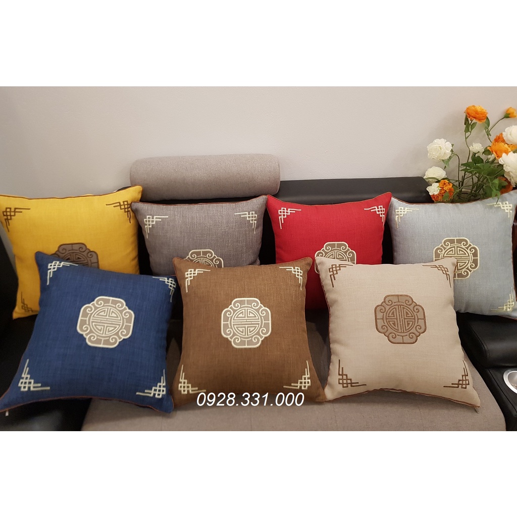 Gối tựa ghế Sofa Thêu 48x48cm kèm ruột