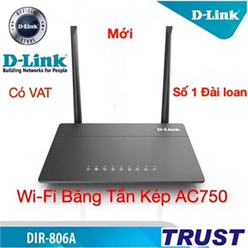 Phát Wifi DLINK DIR-806A Chính hãng (2 anten 5dBi, 750Mbps, 2 băng tần, 4LAN). VI TÍNH QUỐC DUY