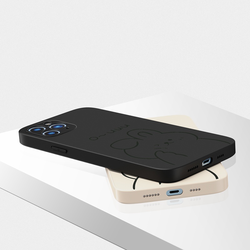 Ốp lưng iphone Ốp điện thoại SUNTAIHO bằng silicon mềm hình mặt thỏ thích hợp cho iPhone 13 12 11 Mini Pro X XR XS Max 7 8 Plus