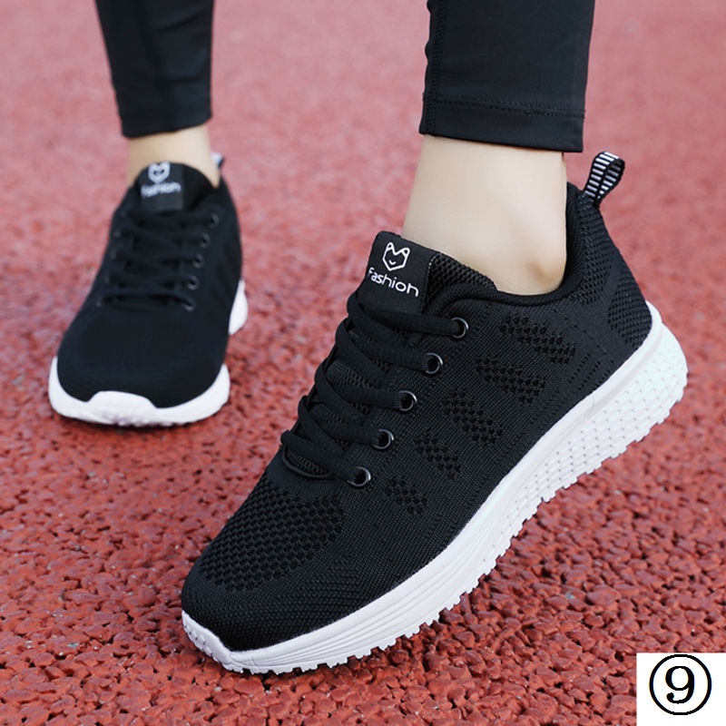 Giày Thể Thao Phối Lưới Thoáng Khí Màu Đen Siêu Nhẹ Chống Trượt Thời Trang Xuân Hè Cho Nữ