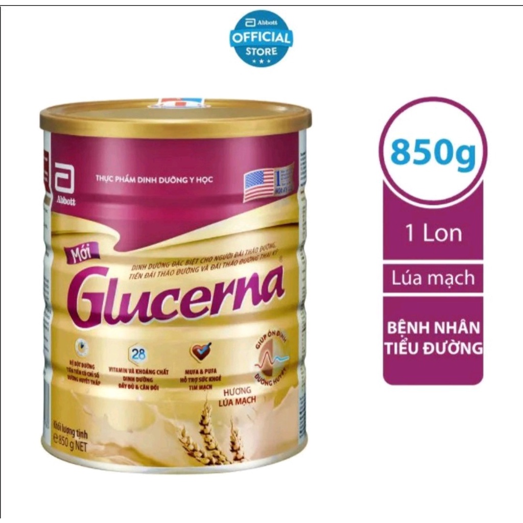 Date 2023 Tặng 2 gói dùng thử / Ly khuấy tự động- Sữa bột Glucerna 850g