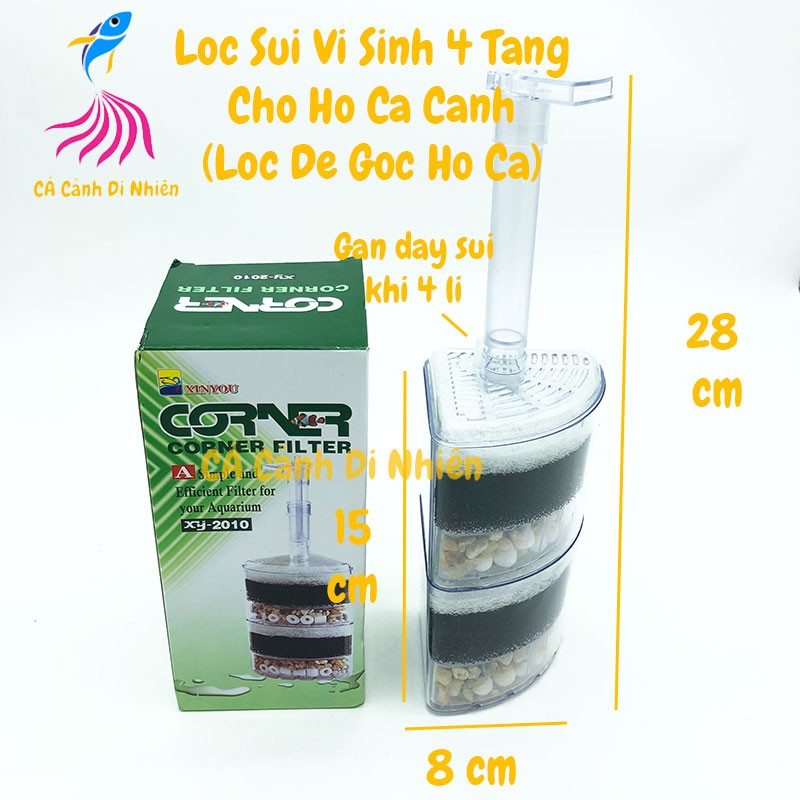 Lọc sủi vi sinh 4 tầng XY-2010 lọc để góc cho hồ cá cảnh