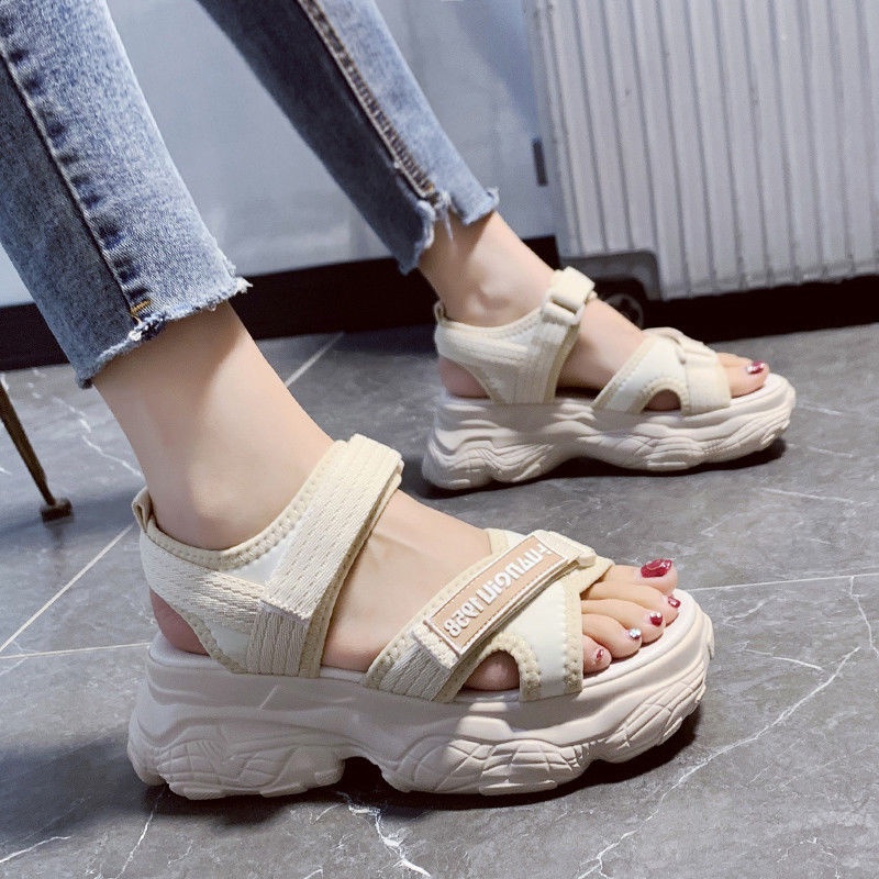 Giày Sandal Thể Thao Đế Dày Quai Dán Thời Trang Mùa Hè Mới Cho Nữ