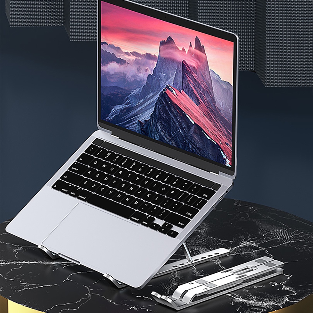 Giá Đỡ Laptop POERMAX GD01 Làm Từ Hợp Kim Nhôm Dễ Dàng Gấp Gọn Điều Chỉnh Độ Cao Có Chống Trượt Và Có Túi Đi Kèm