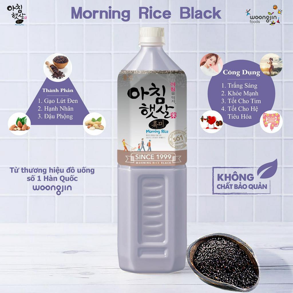 Nước gạo lứt đen Morning Rice Black - Woongjin chai 1,5L