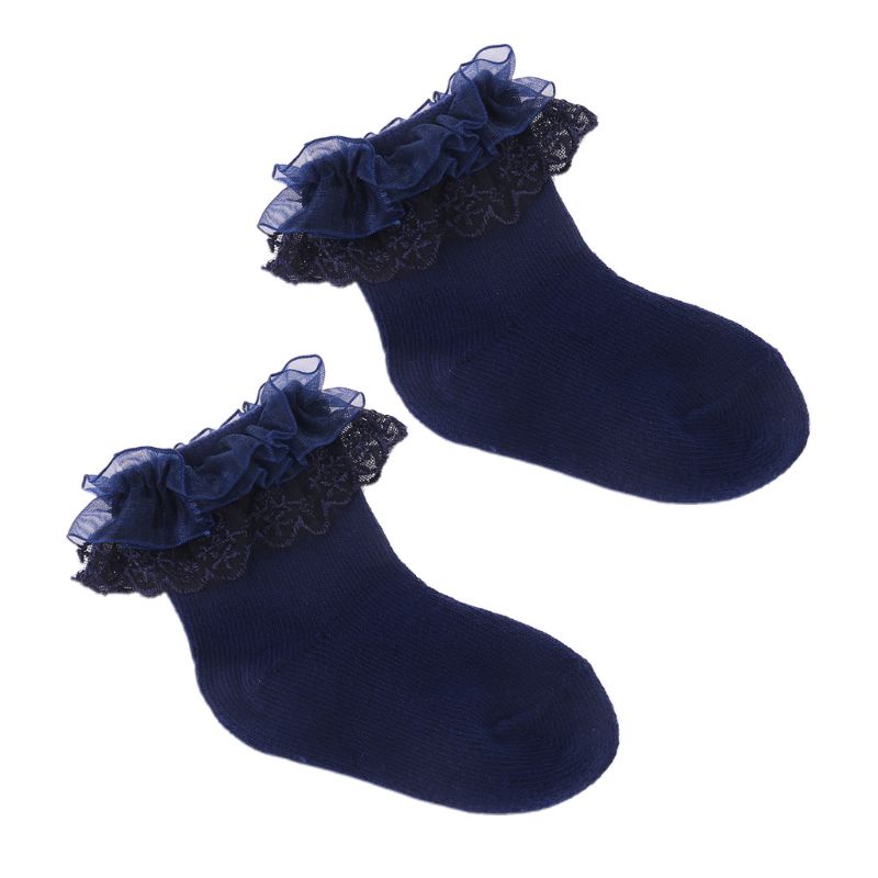 Vớ cotton phối ren kiểu công chúa xinh xắn cho bé gái sơ sinh