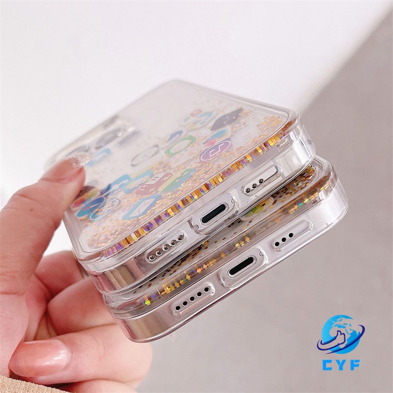 Ốp Điện Thoại Silicone Dẻo Kim Tuyến Chảy Vàng Cho Iphone14 13 12 11 Pro Max 14Plus