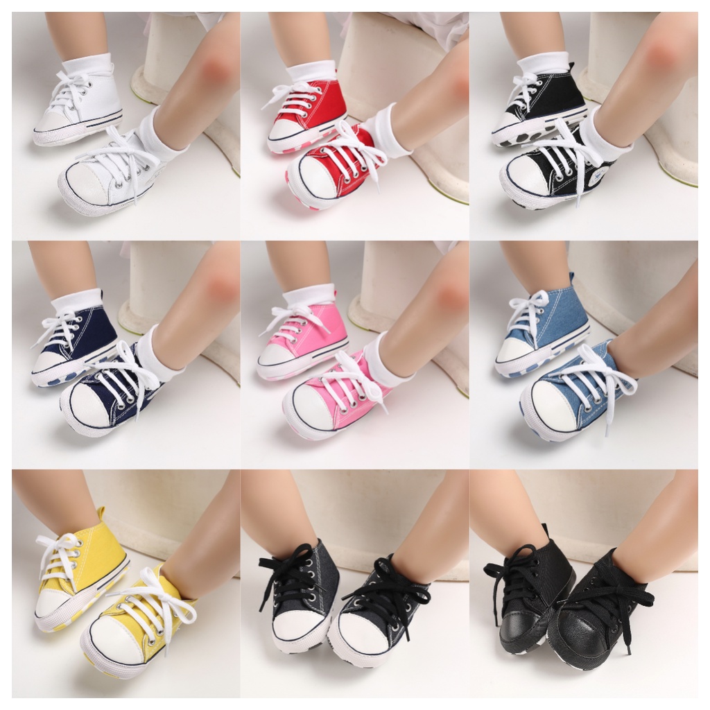 Giày Sneaker Vải Canvas Đế Mềm Chống Trượt Thời Trang Cho Bé Sơ Sinh 0-18 Tháng Tuổi