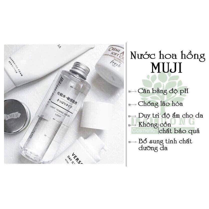 Nước Hoa Hồng Muji Light Toning Water Light se khít lỗ chân lông 200ml Nhật Bản