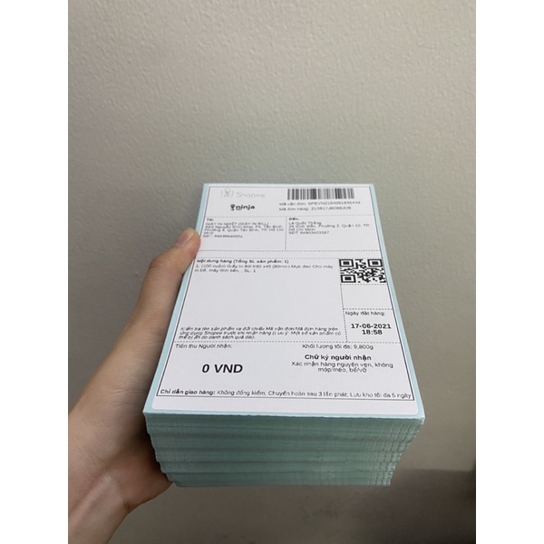 500 tờ giấy A6 in đơn hàng TMĐT Shopee và Nhãn tem vận chuyển size 100x150 mm 10x15 cm