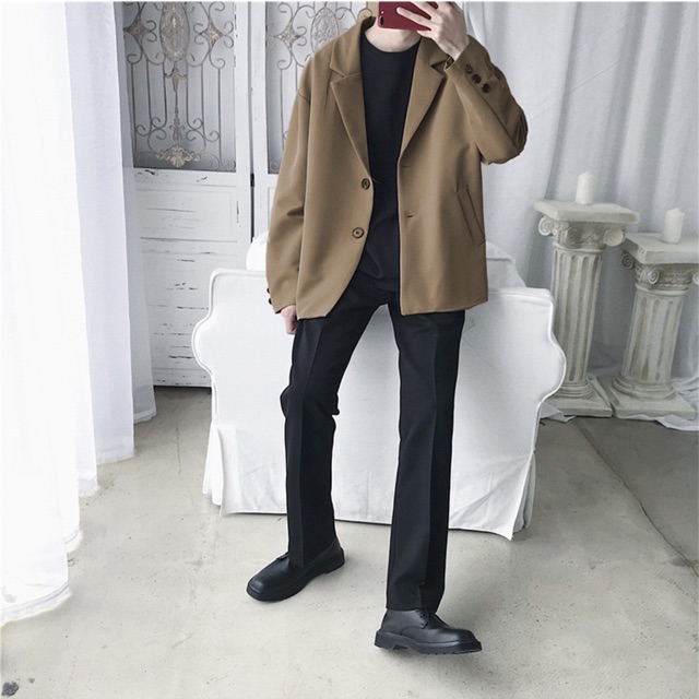 Áo khoác blazer Nam Form Rộng MrHero dài tay vest dáng dài unisex màu đen nâu phong cách Hàn Quốc BZ01 M.RO | BigBuy360 - bigbuy360.vn