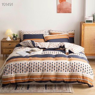 Bộ chăn ga gối cotton 100% kẻ cam