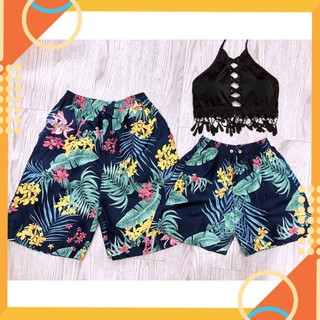 Đồ đôi đi biển áo tắm nam nữ dù hoa áo yếm mặc đi biển chụp ảnh đẹp