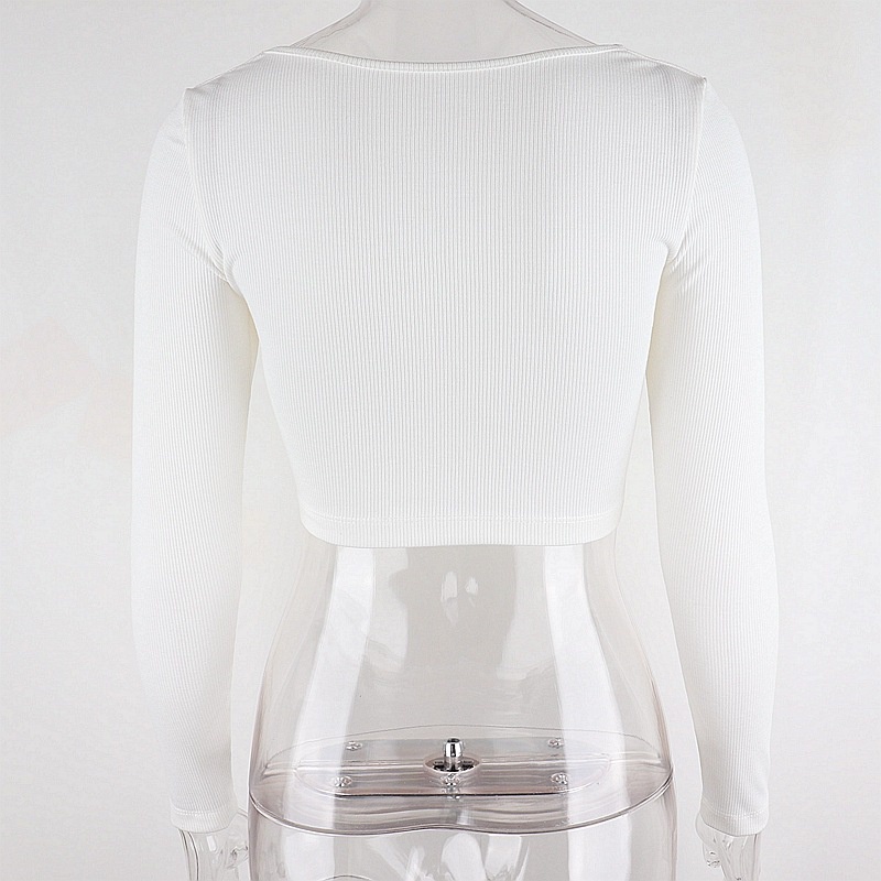 DUNEA Áo Thun Tay Dài Cổ Chữ V Phối Khóa Kéo Quyến Rũ Thời Trang Cho Nữ