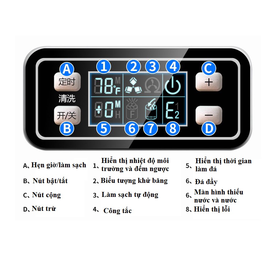 Máy làm đá viên Hicon 68kg HZB 60-Hàng chính hãng-Bảo hành 12 tháng