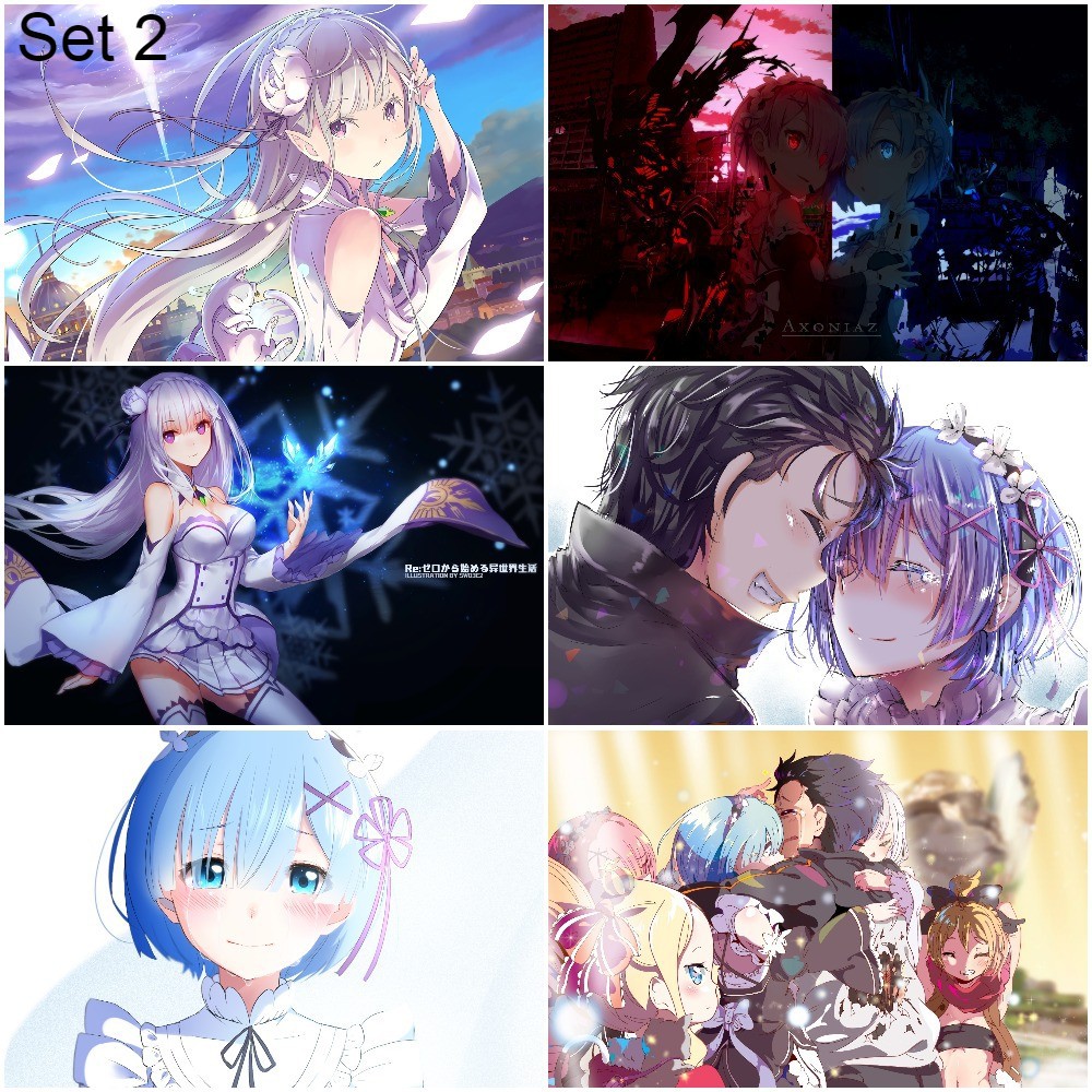 Bộ 6 Poster anime Re:Zero − Bắt đầu lại ở thế giới khác (1) (bóc dán) - A3,A4,A5